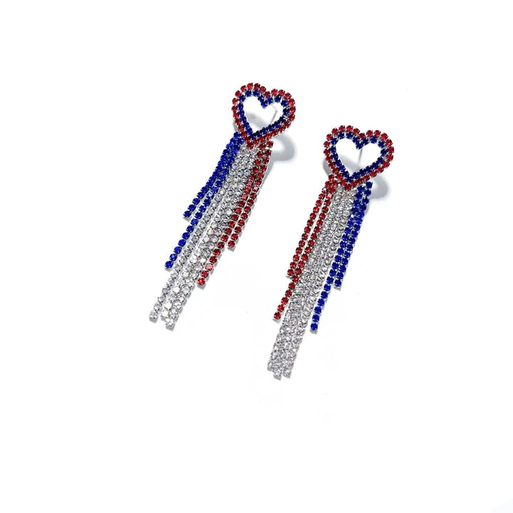 Women nano sparkling statement earrings with long rhinestone tassels Kalsten
