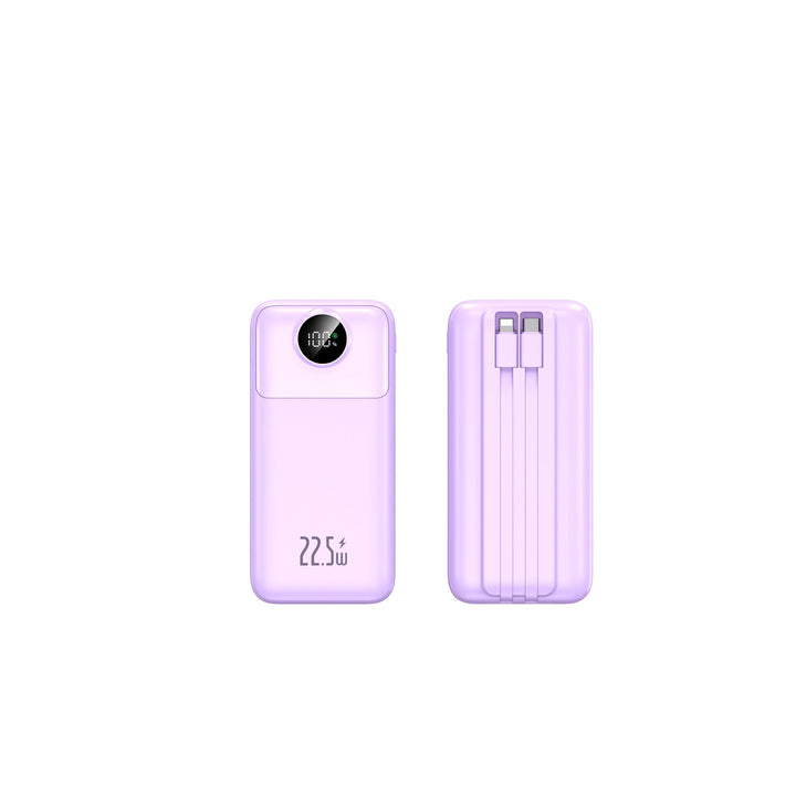 Compact power bank with integrated charging cables and digital charge level indicator Kalsten