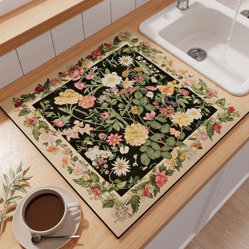 Floral-Themed Kitchen Counter Mat Acalora