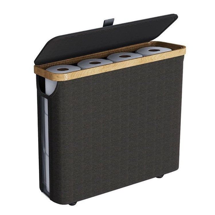 Elegant Laundry Container Made of High-Quality Textile with Bamboo Frame Acalora