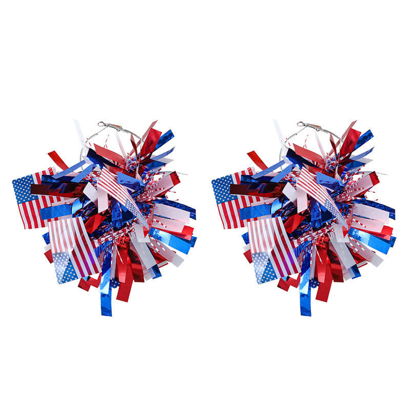 Unisex nan festive metallic tinsel pom pom hoop earrings Kalsten