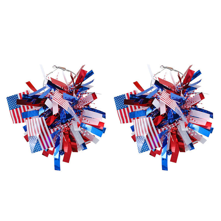 Unisex nan festive metallic tinsel pom pom hoop earrings Kalsten