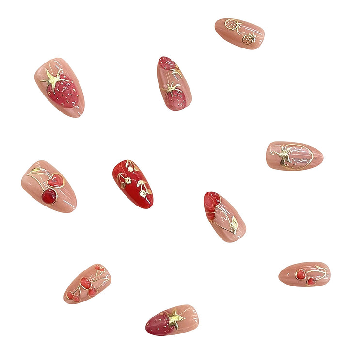 Artistic Floral-Accent Press-On Nails Set Kalsten