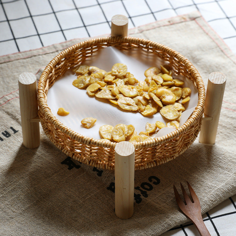 Unisex Round Storage Bowl with Wooden Legs Kalsten