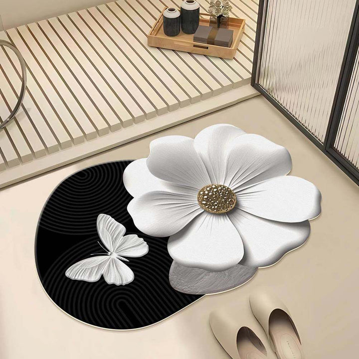 Artistic Floral Pattern Bath Mat Kalsten