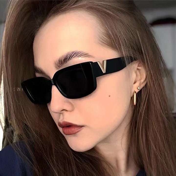 Ladies fashionable square sunglasses with golden accents Kalsten