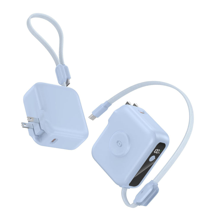 Compact charger with integrated USB-C cable and digital display Kalsten