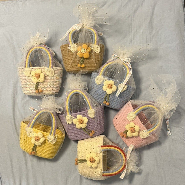 Women's handmade basket bag with color-coordinated handle accents Kalsten