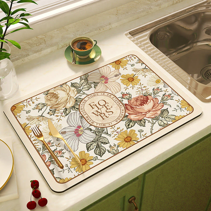 Floral Design Kitchen Mat Kalsten