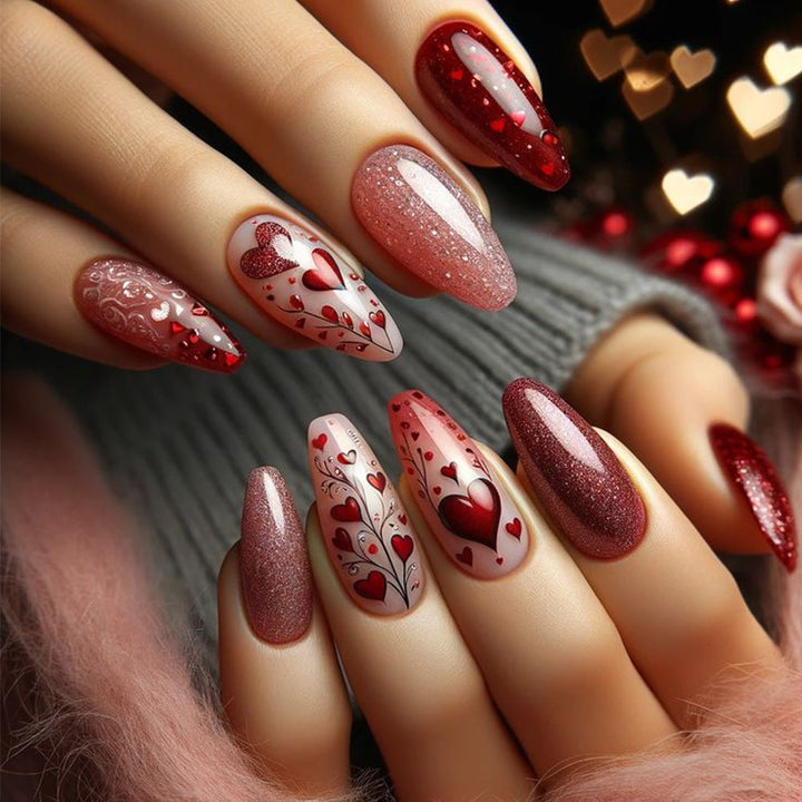 Artificial nails with Romantic Heart Design Kalsten