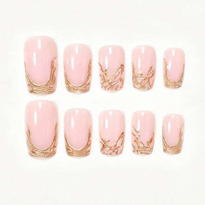 Elegant Gold Foil Acrylic Nail Art Set Acalora