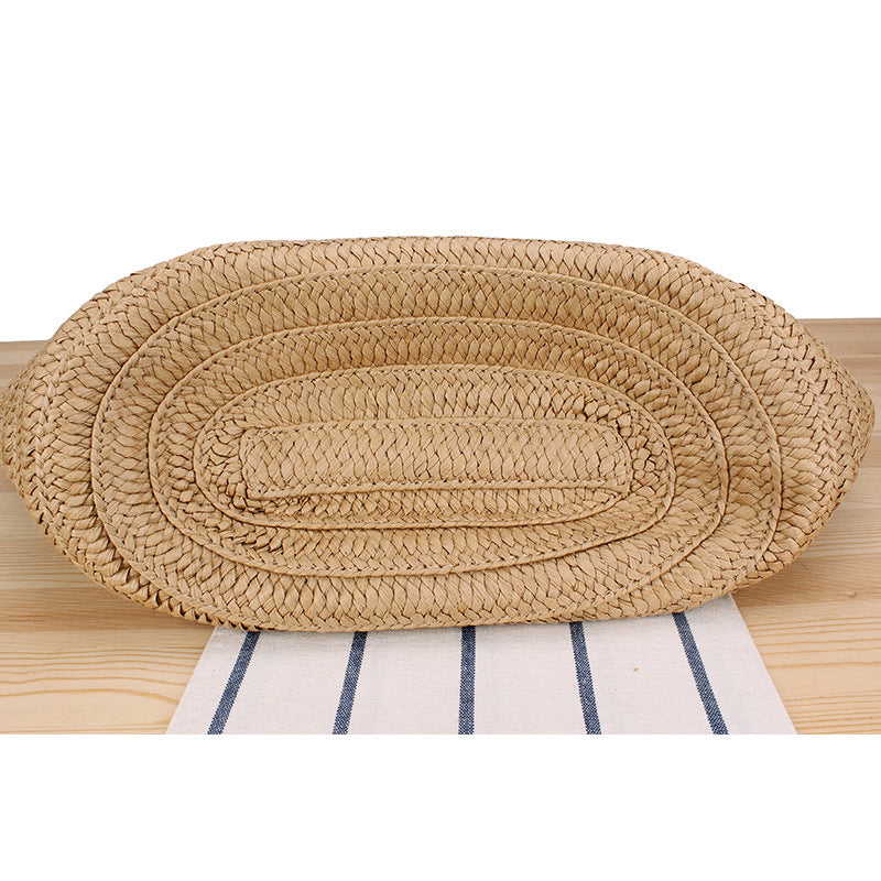 Trendy Beach Bag Made of Woven Straw and Leather Accents Kalsten