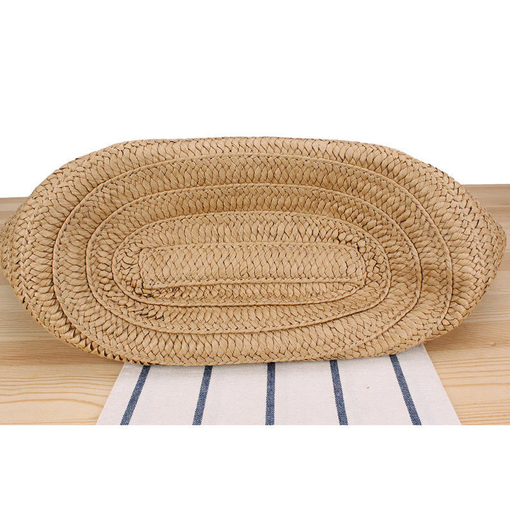 Trendy Beach Bag Made of Woven Straw and Leather Accents Kalsten