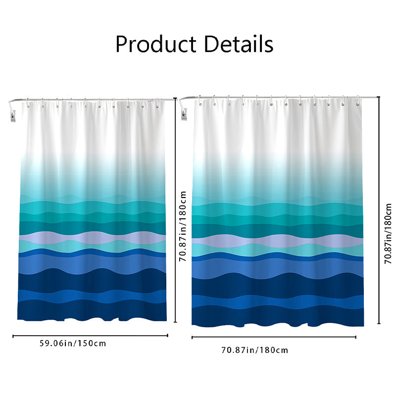 Gradient Wave Pattern Shower Curtain