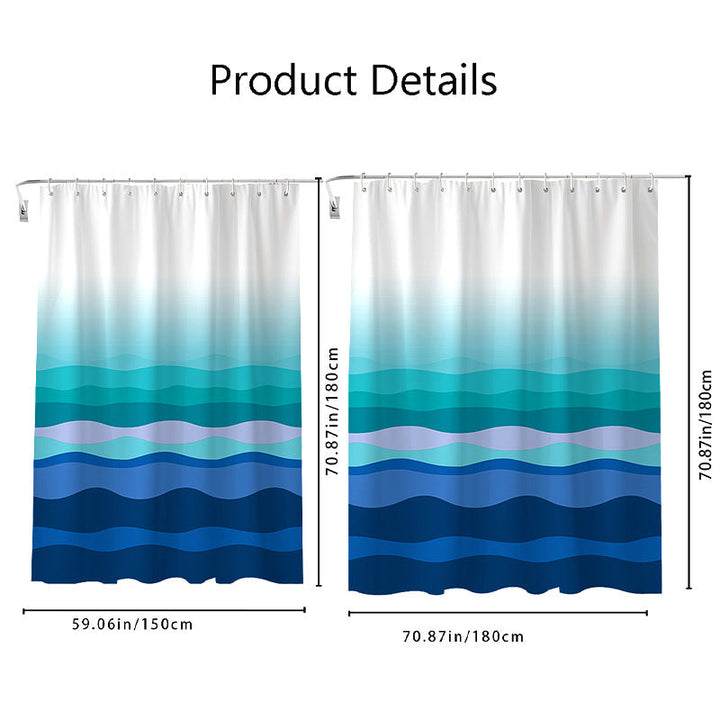 Gradient Wave Pattern Shower Curtain Kalsten