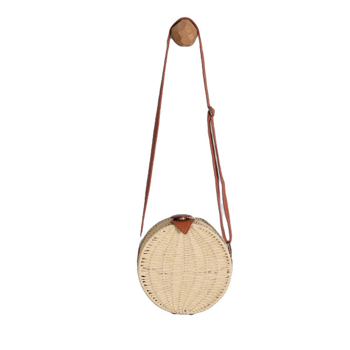 Round basket bag with leather accents Kalsten
