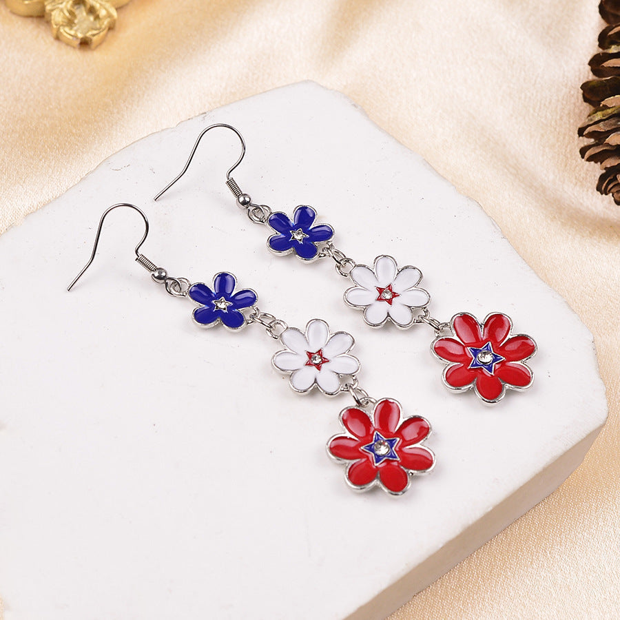 Women's delicate multi-tiered flower earrings made of enamel and stainless steel Kalsten