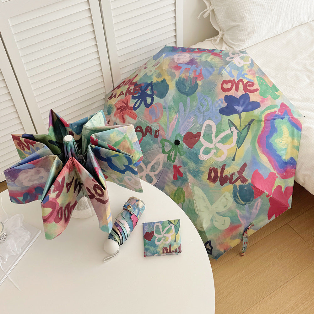 Ladies Foldable Rainbow Retouch Rain Umbrella Kalsten