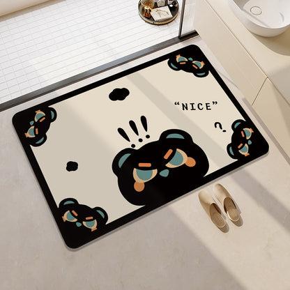 Cartoon Cat-Themed Bath Rug Acalora