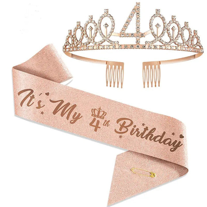 Women Glittering Tiaras with Festive Birthday Banner Kalsten