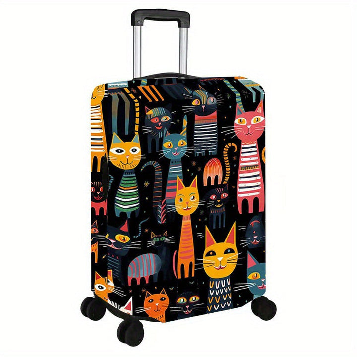 Unisex nan elastic suitcase cover with cartoon cat design stretchable scratch-resistant protective for luggage Kalsten