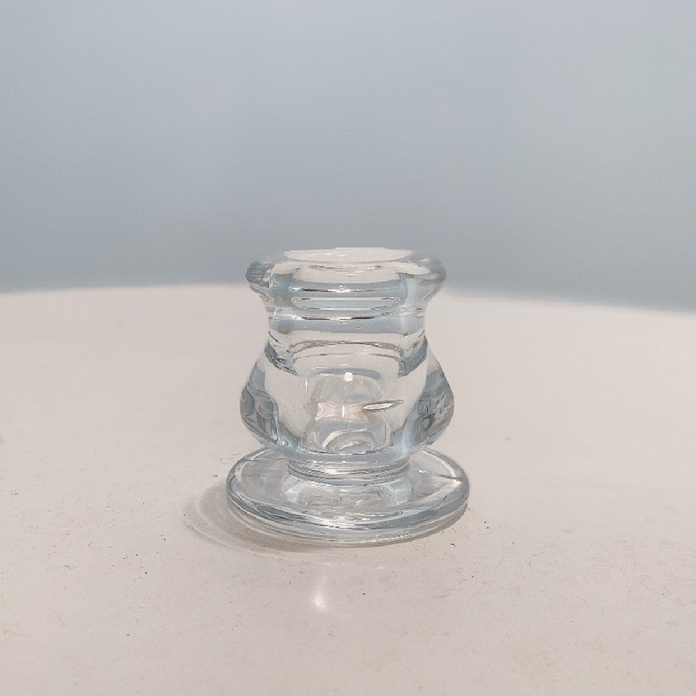 Handblown Smoky Glass Taper and Short Pillar Candle Holder Acalora