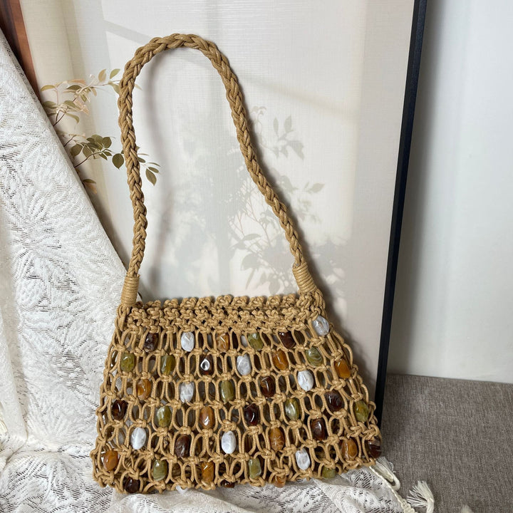 Hand-knotted net bag with decorative beads Kalsten