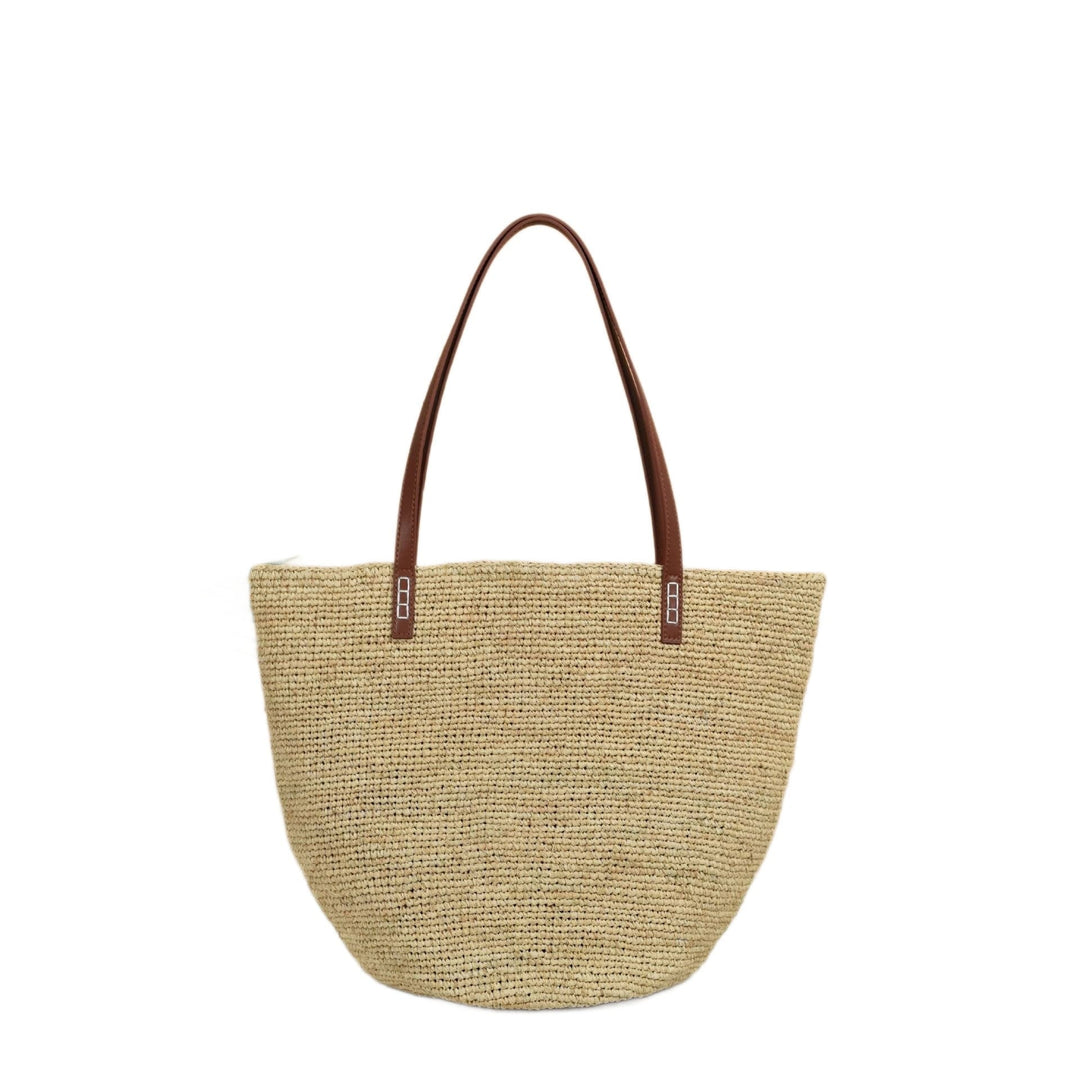 Handwoven jute bag with leather handles Kalsten
