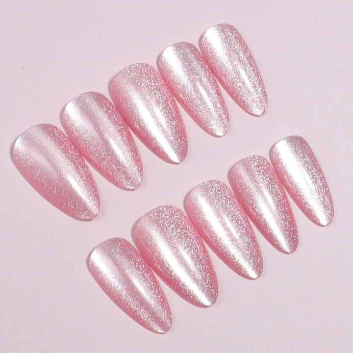 Sparkling Glittery Almond-Shaped Press-On Nails Kalsten