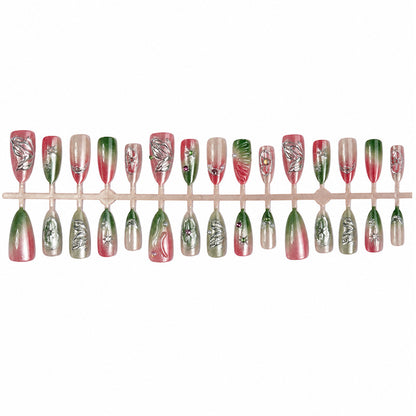 Decorative Press-On Nail Art Set with Botanical Designs Acalora