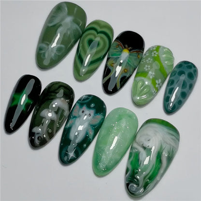 Artistic Cartoon-Themed Press-On Nail Art Set Acalora