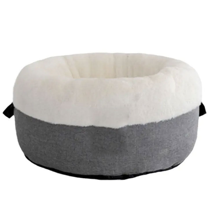 Cozy Round Fleece-Lined Dog Bed