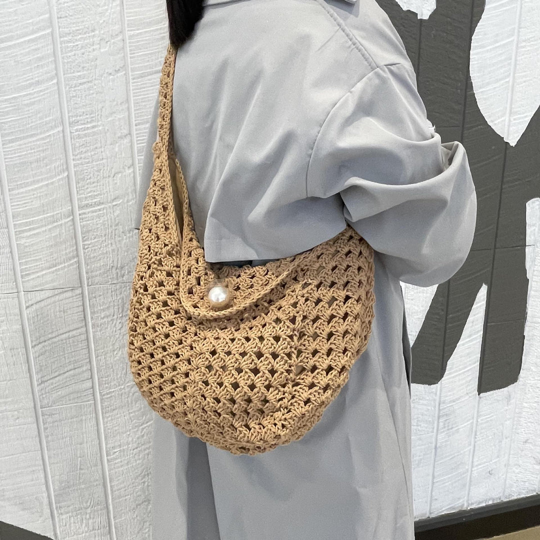 Hand-knotted shoulder bag with bead closure Kalsten