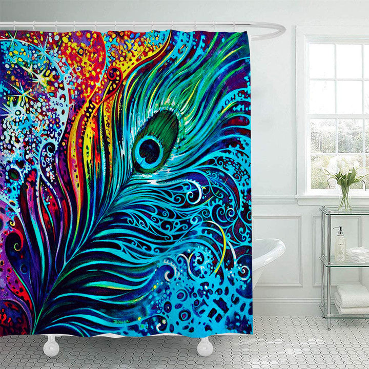 Artistic Peacock Feather Shower Curtain Kalsten