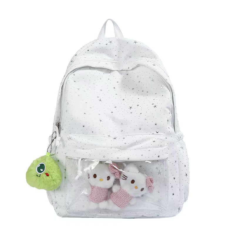 Transparent Pocketed Star-Pattern Backpack Kalsten