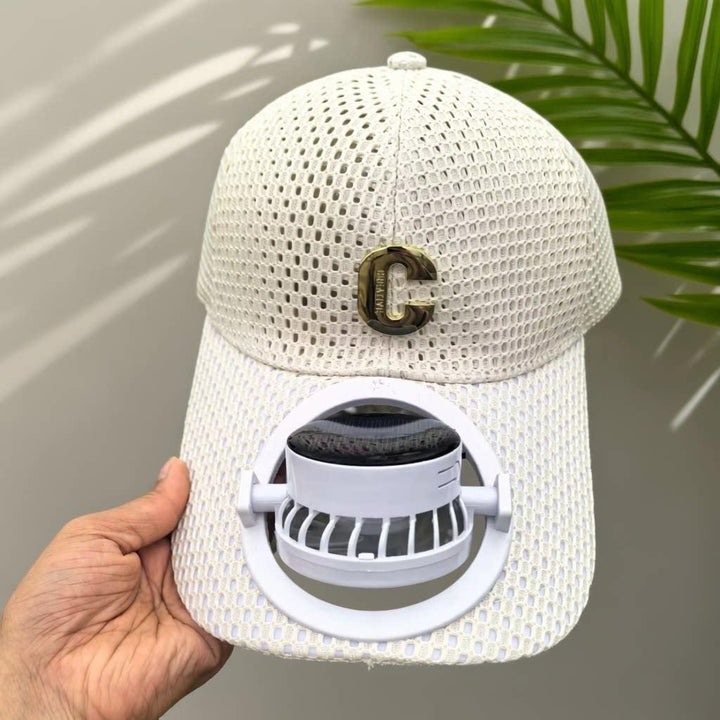 Breathable baseball cap with rechargeable fan in the visor and mesh insert Kalsten
