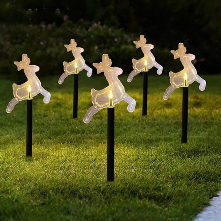 Acrylic Holiday Motif Solar Pathway Stake Lights With Warm LED And Ground Spike Kalsten