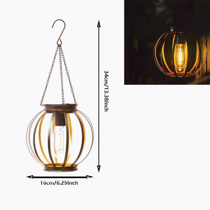 Vintage Hanging Metal Lantern Pendant With Edison-Style Bulb Cage And Adjustable Chain Kalsten