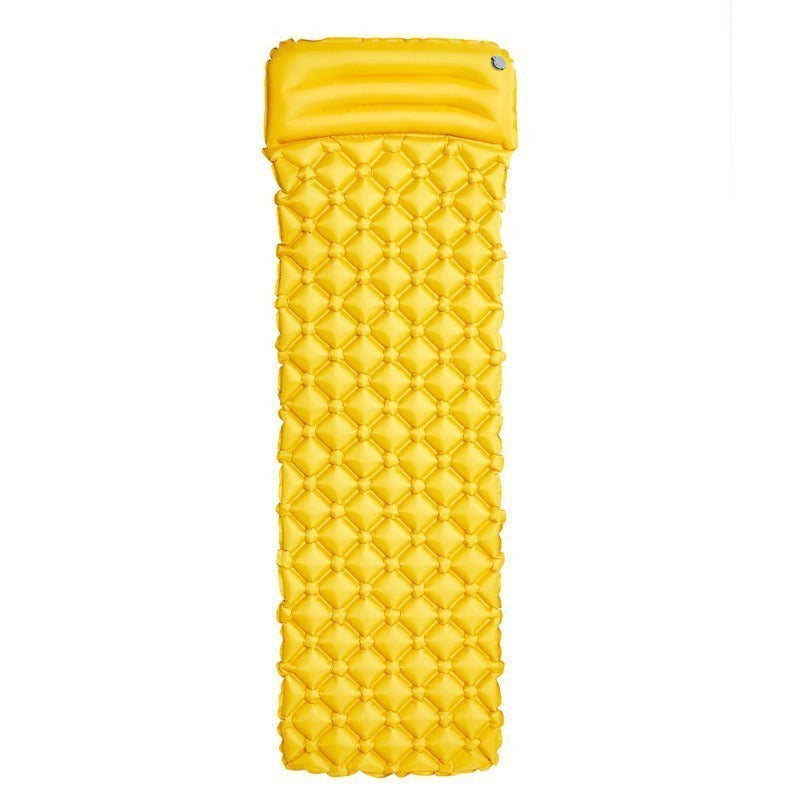 insulated inflatable camping sleeping pad with integrated headrest and quilted anti-slip surface Kalsten
