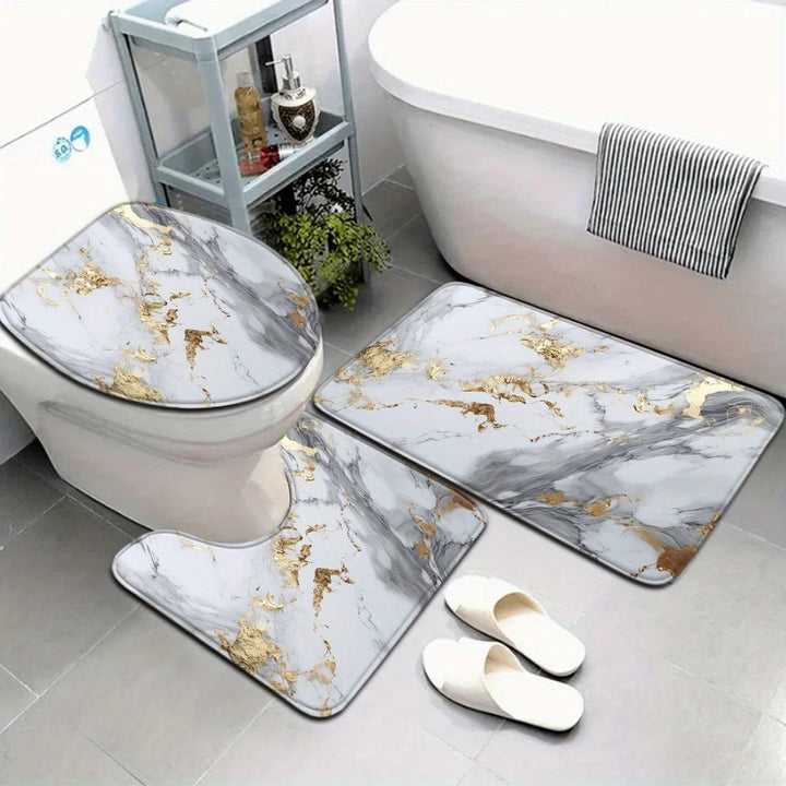 Artistic Marble Print Bath Mat Set Kalsten