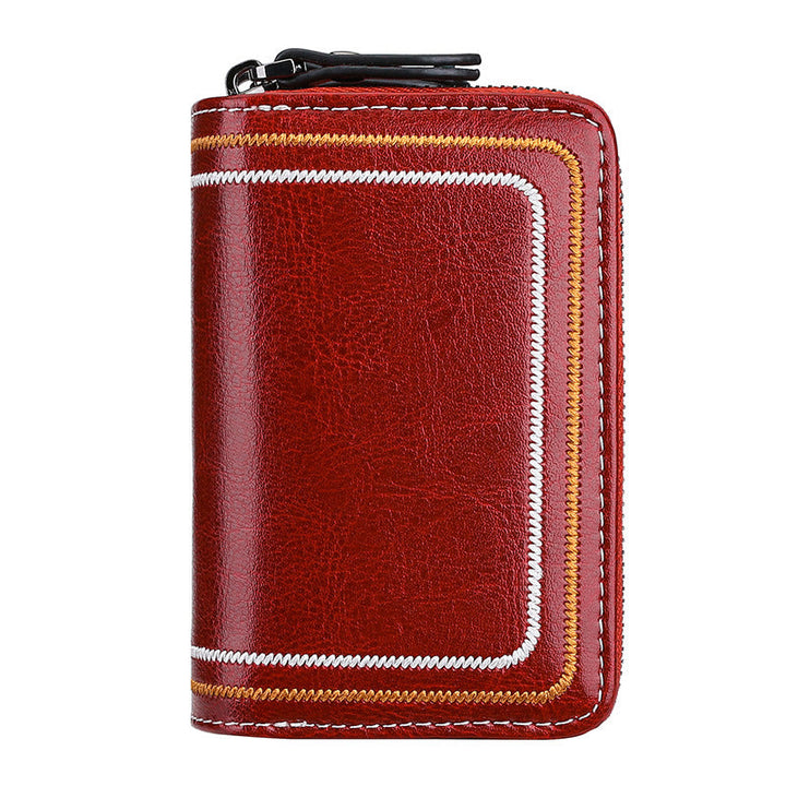 Multi-Functional Leather Zippered Wallet