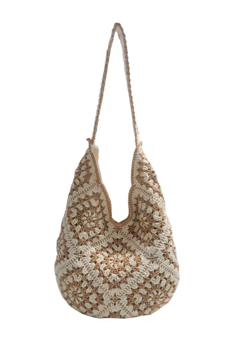 Hand-knotted shoulder bag with unique floral pattern Kalsten