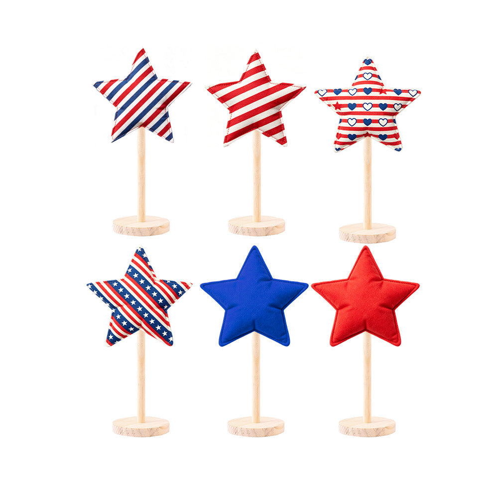 Unisex decorative fabric stars on wooden stand table decoration Kalsten