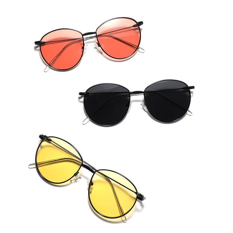 Women's round sunglasses with slim metal frame and polarized lenses Kalsten