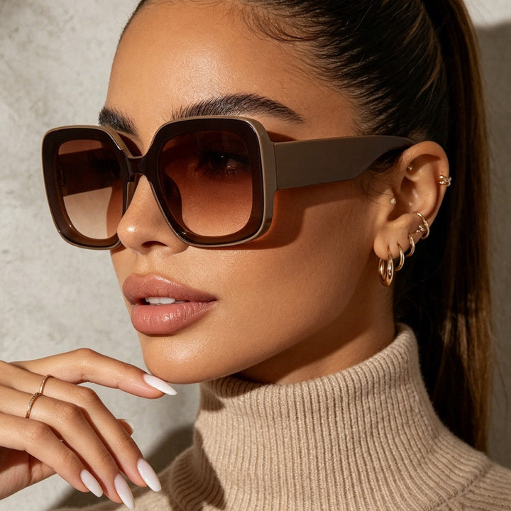 Women's square sunglasses with innovative transparent frame design Kalsten
