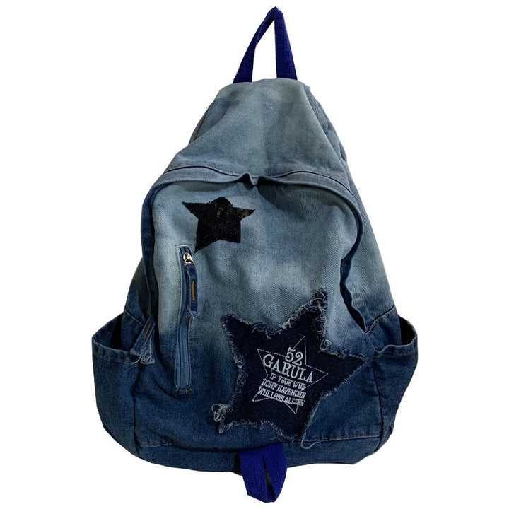 Denim Star Appliqué Casual School Backpack Kalsten