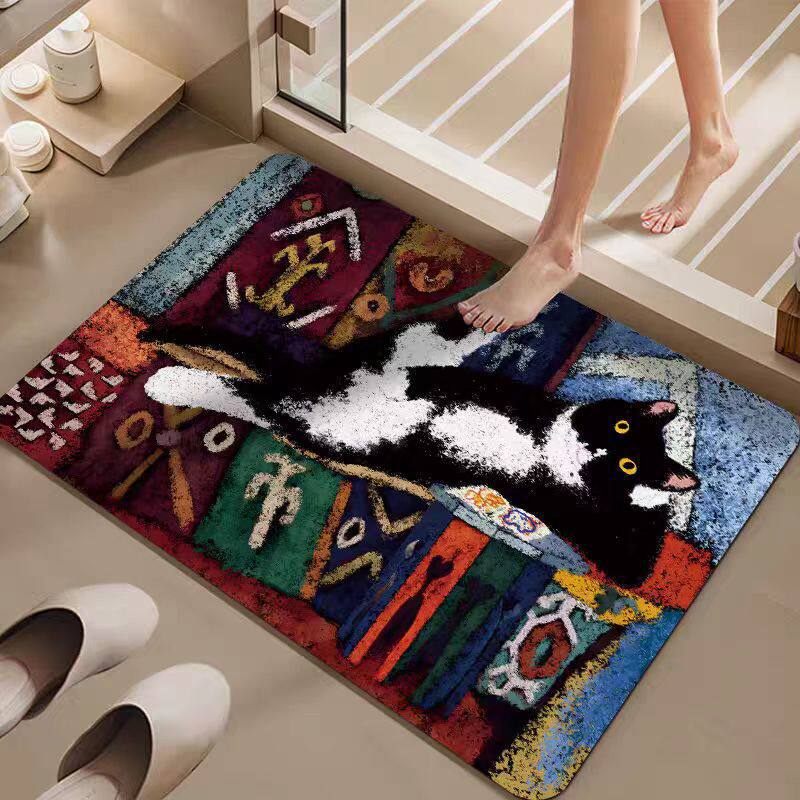 Cartoon Cat-Themed Bath Mat Kalsten
