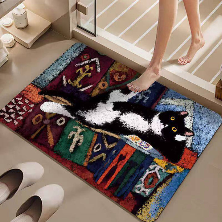 Cartoon Cat-Themed Bath Mat Kalsten