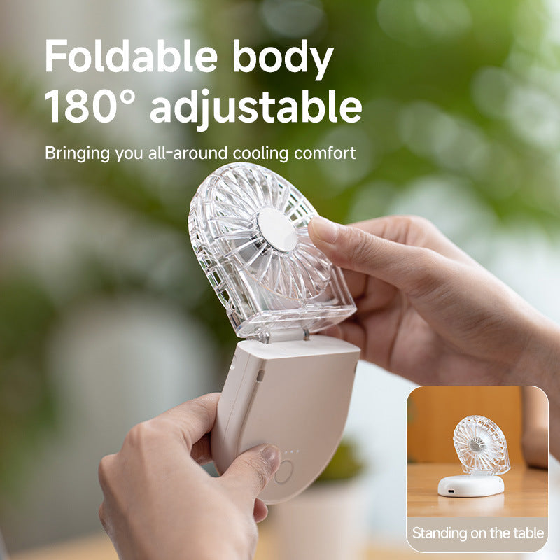 Unisex Portable Rechargeable Handheld Fan with LED Mirror Kalsten