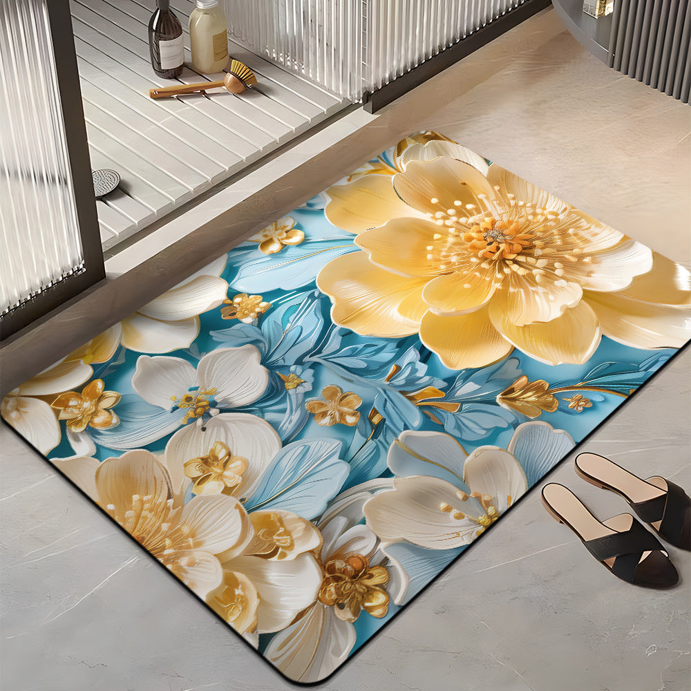 Floral-Themed Plush Bath Mat Kalsten